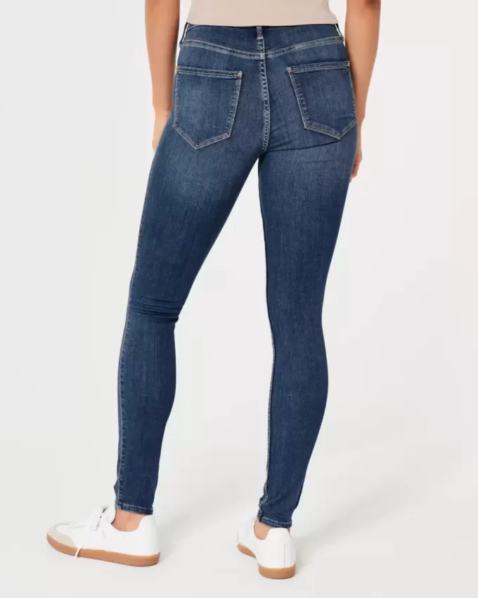 Leggings in jeans lavaggio medio a vita alta