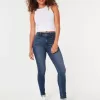 Leggings in jeans lavaggio scuro a vita alta