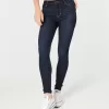 Leggings in jeans lavaggio scuro a vita alta Leggings in jeans lavaggio scuro a vita alta