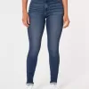 Leggings in jeans lavaggio scuro a vita alta