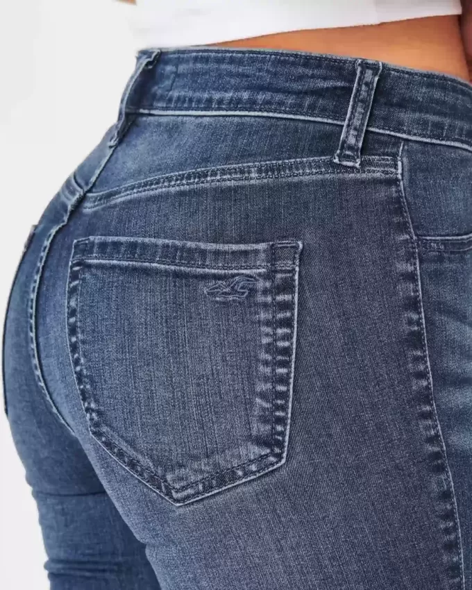 Leggings in jeans lavaggio scuro a vita alta