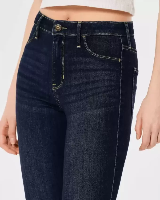 Leggings in jeans lavaggio scuro a vita alta Leggings in jeans lavaggio scuro a vita alta