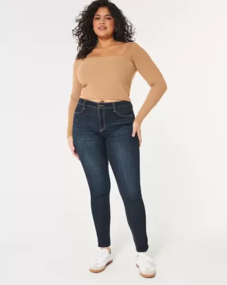 Leggings in jeans lavaggio scuro a vita alta curvy