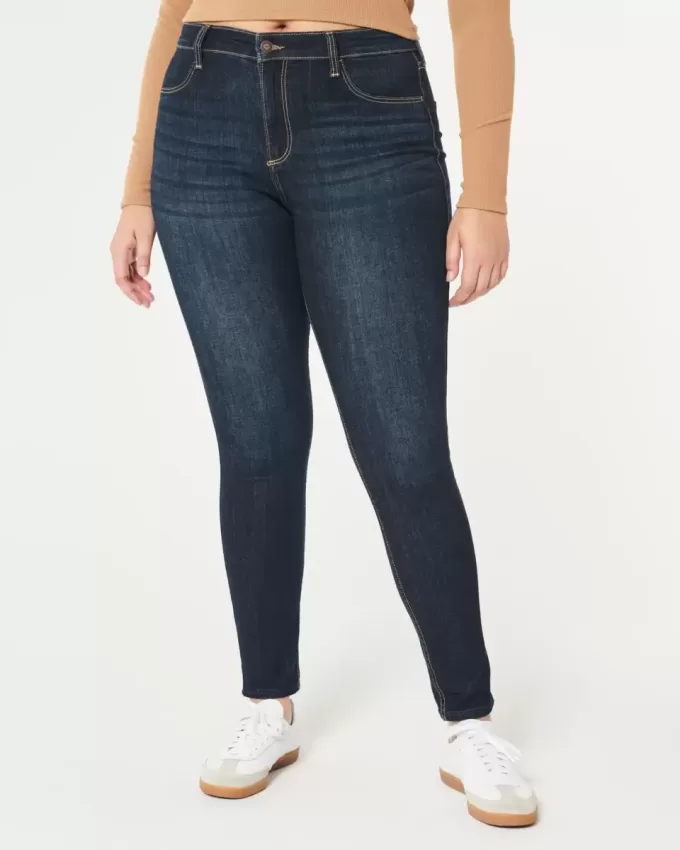 Leggings in jeans lavaggio scuro a vita alta curvy