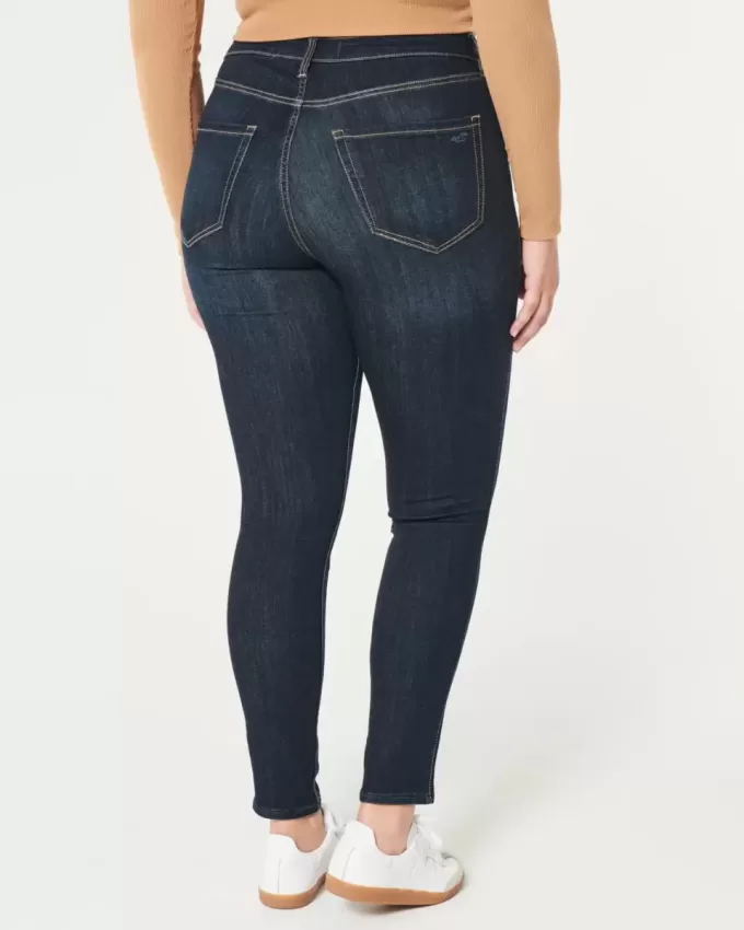Leggings in jeans lavaggio scuro a vita alta curvy