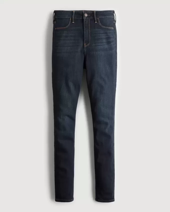 Leggings in jeans lavaggio scuro a vita alta curvy