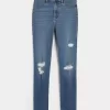 Leggings in jeans strappati a vita alta con lavaggio medio