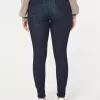 Leggings in jeans strappati e lavaggio scuro a vita alta