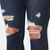 Leggings in jeans strappati e lavaggio scuro a vita alta