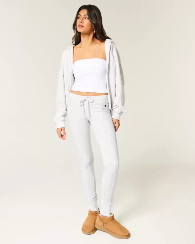 Leggings in pile con grafica a cuore