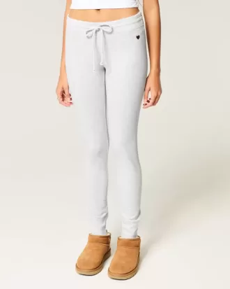 Leggings in pile con grafica a cuore