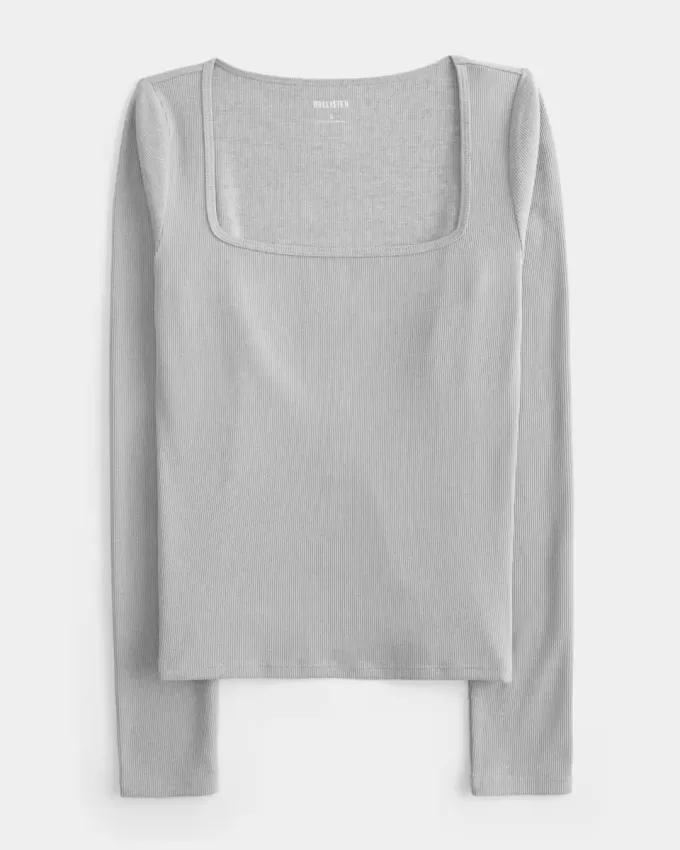 Maglia a maniche lunghe in tessuto senza cuciture a coste