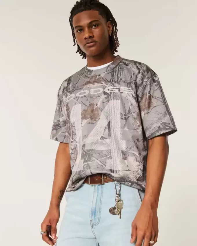 Maglia con grafica Dodge Boxy Crop Camo