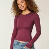 Maglia girocollo a maniche lunghe in tessuto senza cuciture