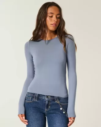 Maglia girocollo a maniche lunghe in tessuto senza cuciture