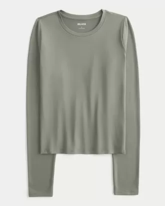 Maglia girocollo a maniche lunghe in tessuto senza cuciture