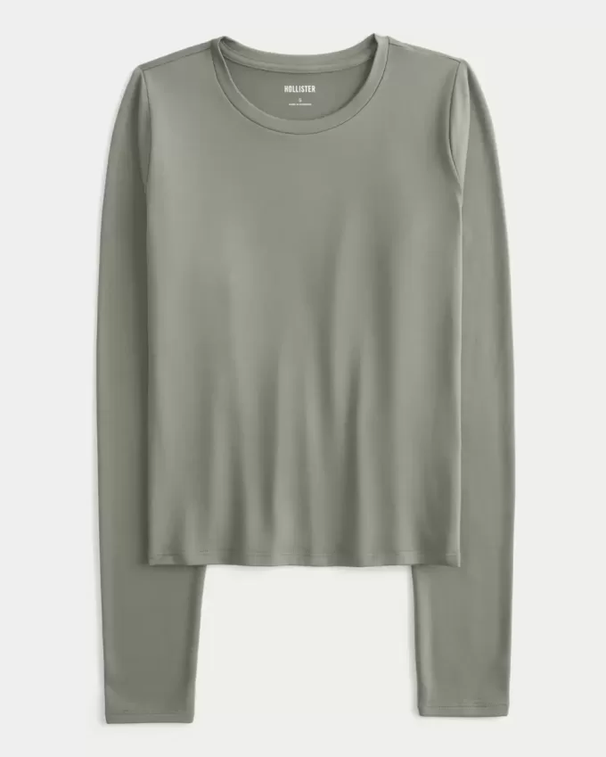 Maglia girocollo a maniche lunghe in tessuto senza cuciture