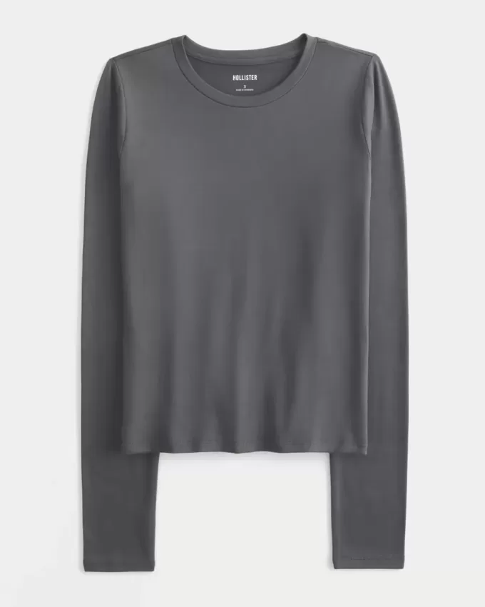 Maglia girocollo a maniche lunghe in tessuto senza cuciture