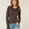 Maglia girocollo a maniche lunghe in tessuto senza cuciture Maglia girocollo a maniche lunghe in tessuto senza cuciture