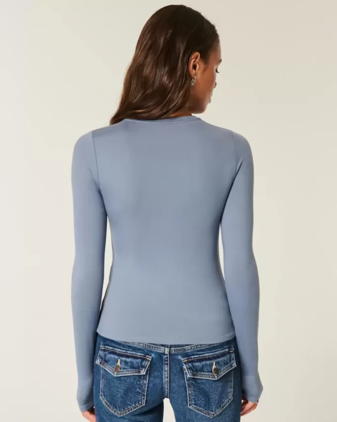 Maglia girocollo a maniche lunghe in tessuto senza cuciture