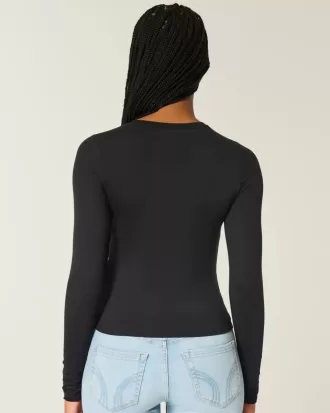 Maglia girocollo a maniche lunghe in tessuto senza cuciture