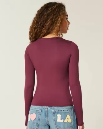 Maglia girocollo a maniche lunghe in tessuto senza cuciture