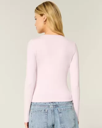 Maglia girocollo a maniche lunghe in tessuto senza cuciture