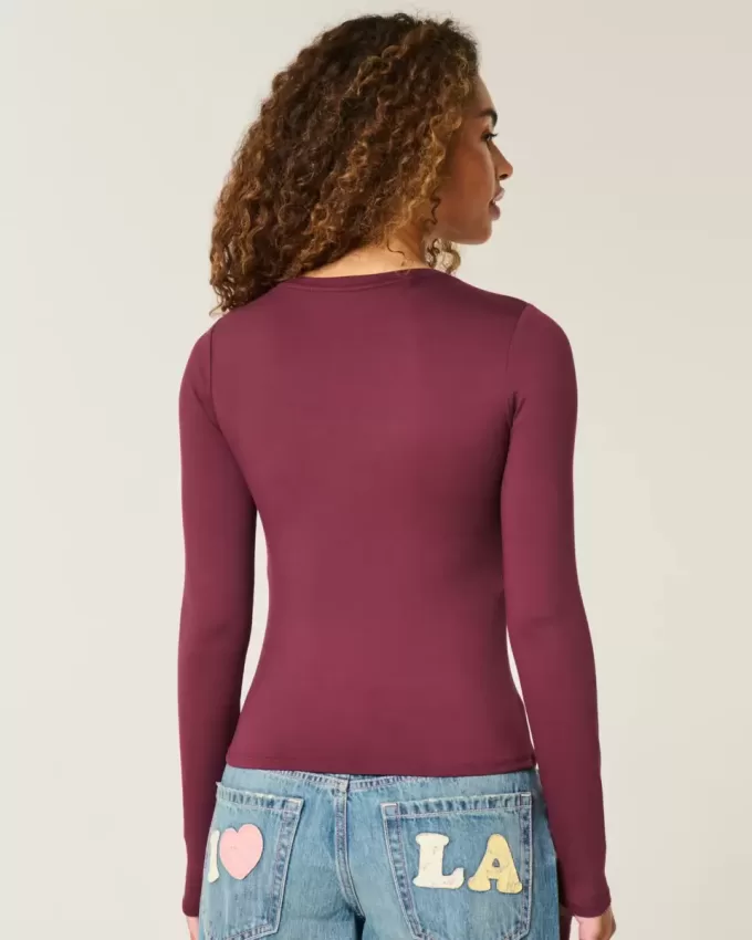 Maglia girocollo a maniche lunghe in tessuto senza cuciture