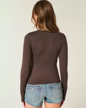 Maglia girocollo a maniche lunghe in tessuto senza cuciture