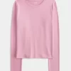 Maglia girocollo a maniche lunghe in tessuto senza cuciture