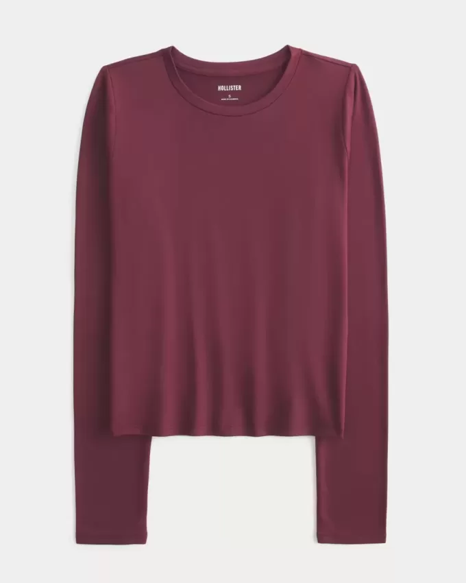 Maglia girocollo a maniche lunghe in tessuto senza cuciture