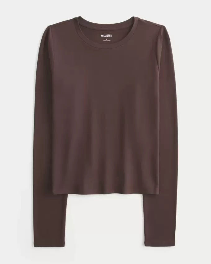 Maglia girocollo a maniche lunghe in tessuto senza cuciture Maglia girocollo a maniche lunghe in tessuto senza cuciture
