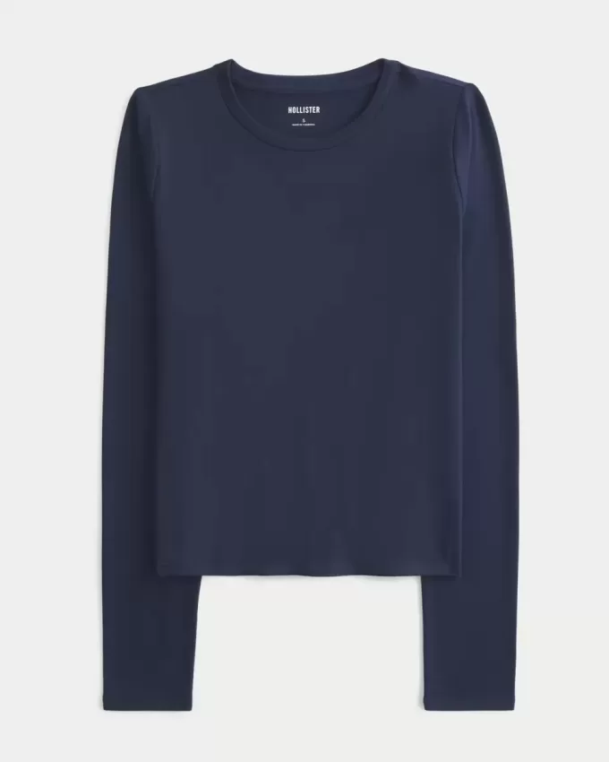 Maglia girocollo a maniche lunghe in tessuto senza cuciture