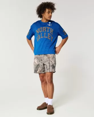 Maglia grafica North Valley in mesh aderente e squadrata