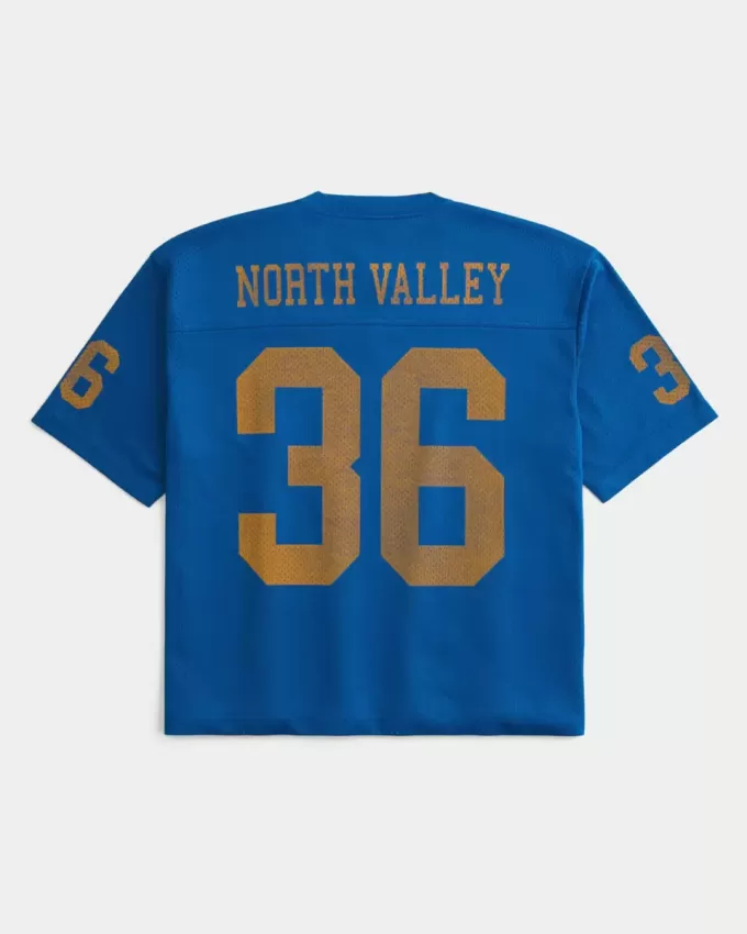 Maglia grafica North Valley in mesh aderente e squadrata