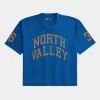 Maglia grafica North Valley in mesh aderente e squadrata