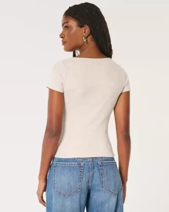 Maglia Henley a maniche corte a coste