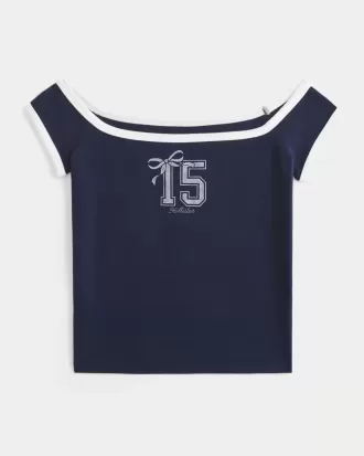 Maglietta con logo grafico a spalle scoperte