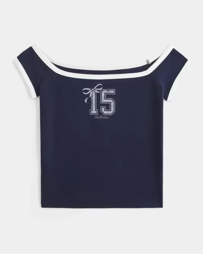 Maglietta con logo grafico a spalle scoperte