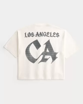 Maglietta da football con grafica Los Angeles, modello Baggy Crop pesante