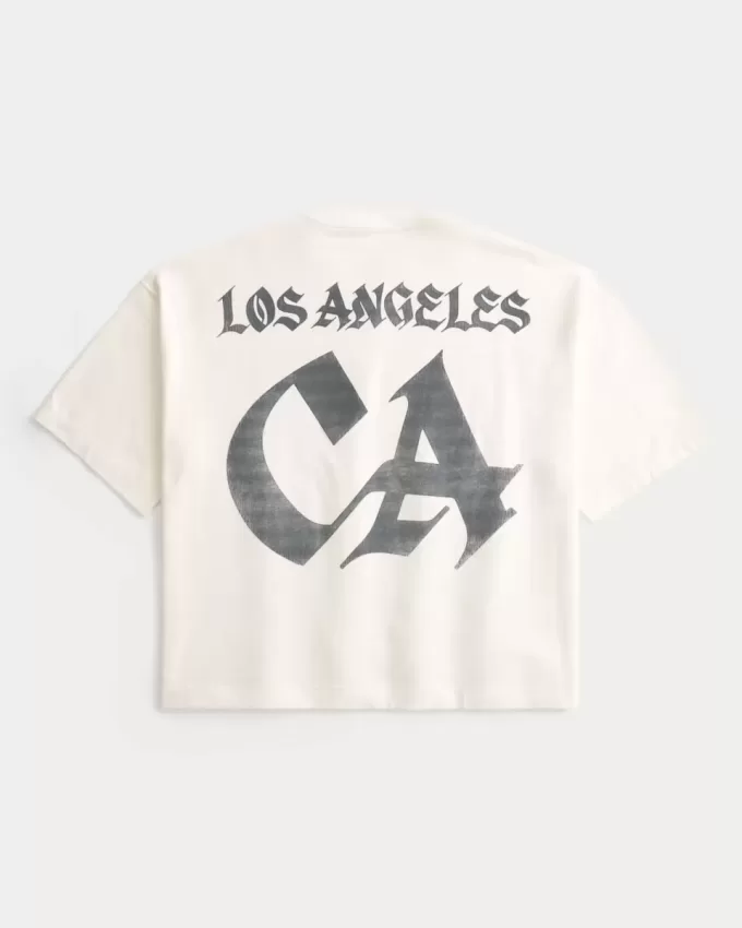Maglietta da football con grafica Los Angeles, modello Baggy Crop pesante