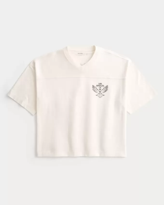 Maglietta da football con grafica Los Angeles, modello Baggy Crop pesante
