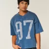 Maglietta da football con grafica Varsity, modello Baggy Crop e pesante