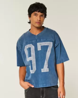 Maglietta da football con grafica Varsity, modello Baggy Crop e pesante