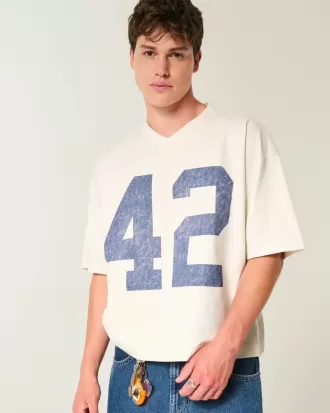 Maglietta da football con grafica Varsity, modello Baggy Crop e pesante