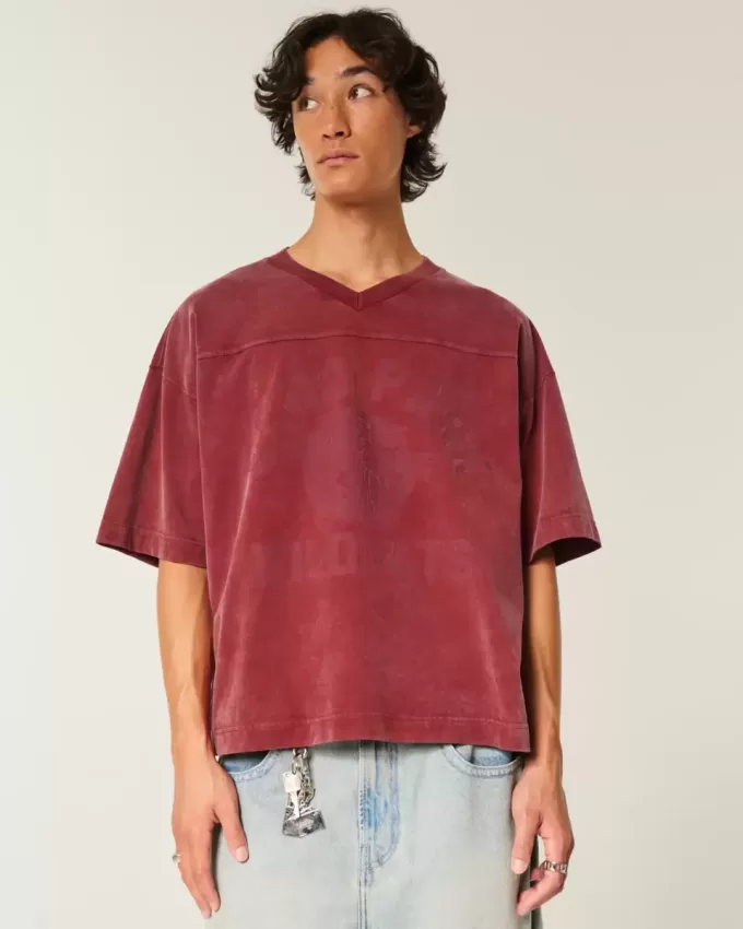 Maglietta da football con grafica Varsity, modello Baggy Crop e pesante
