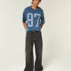 Maglietta da football con grafica Varsity, modello Baggy Crop e pesante