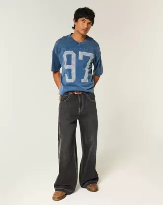 Maglietta da football con grafica Varsity, modello Baggy Crop e pesante