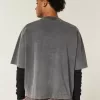 Maglietta da football con grafica Varsity, modello Baggy Crop e pesante Maglietta da football con grafica Varsity, modello Baggy Crop e pesante