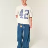 Maglietta da football con grafica Varsity, modello Baggy Crop e pesante